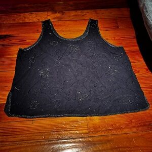Interlude California vintage navy beaded tank top, size xl